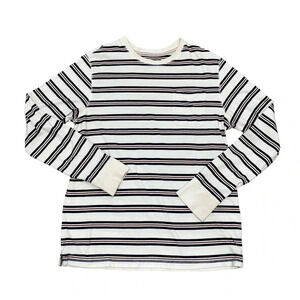 George Long Sleeve Cream, Brown, Dark Navy Striped Long Sleeve Shirt Size Medium